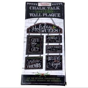Christmas Holiday Rules Wall Plaque Sign Chalk Talk Reversible